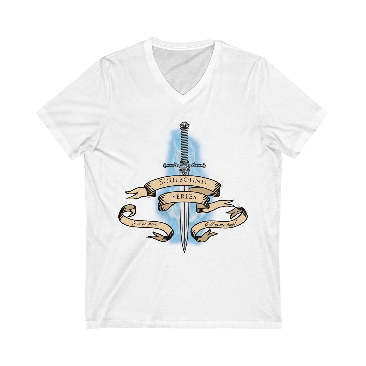Soulbound: I'll Come Back Dagger Quote Unisex V-Neck Tee