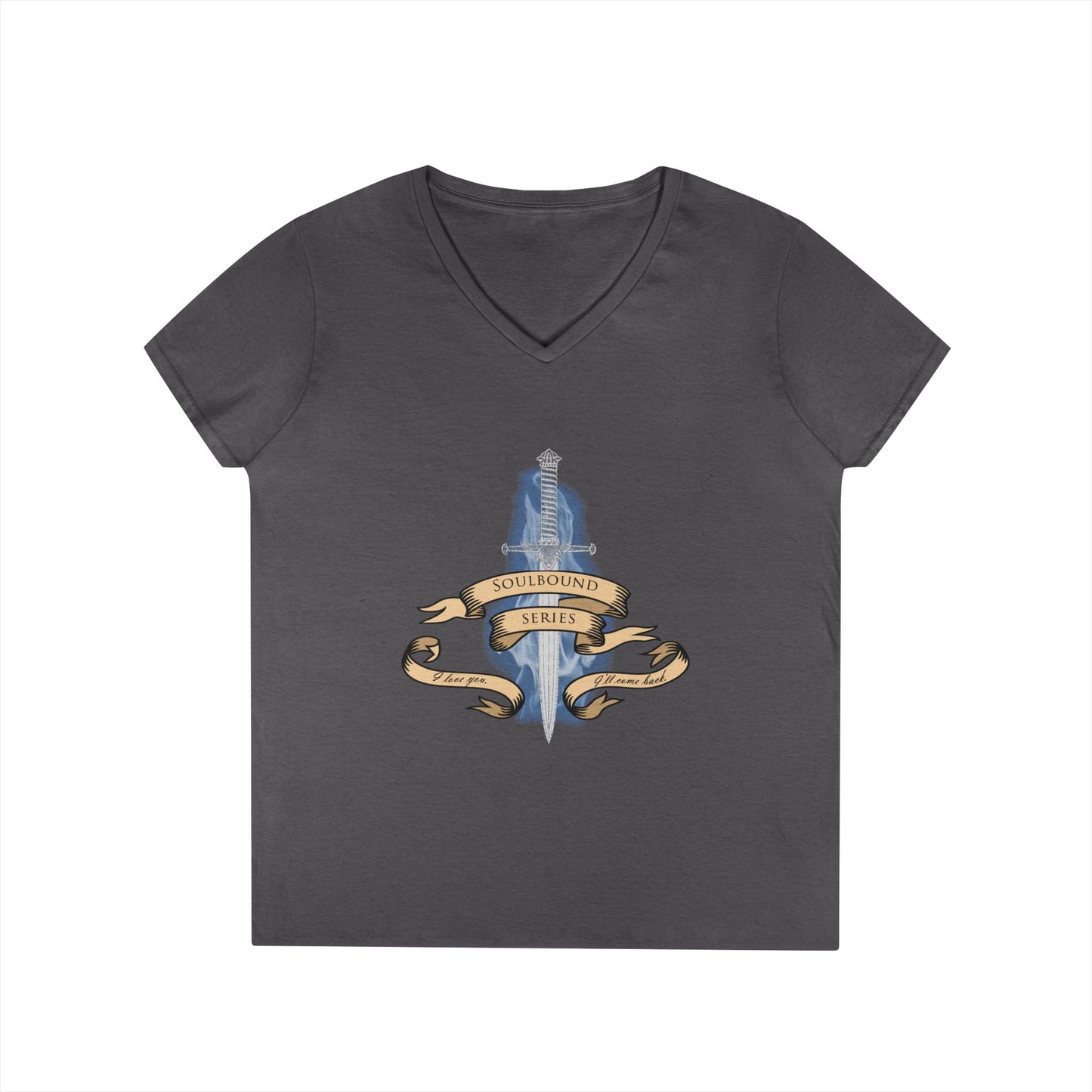 Soulbound: I'll Come Back Dagger Quote Ladies V-Neck Tee