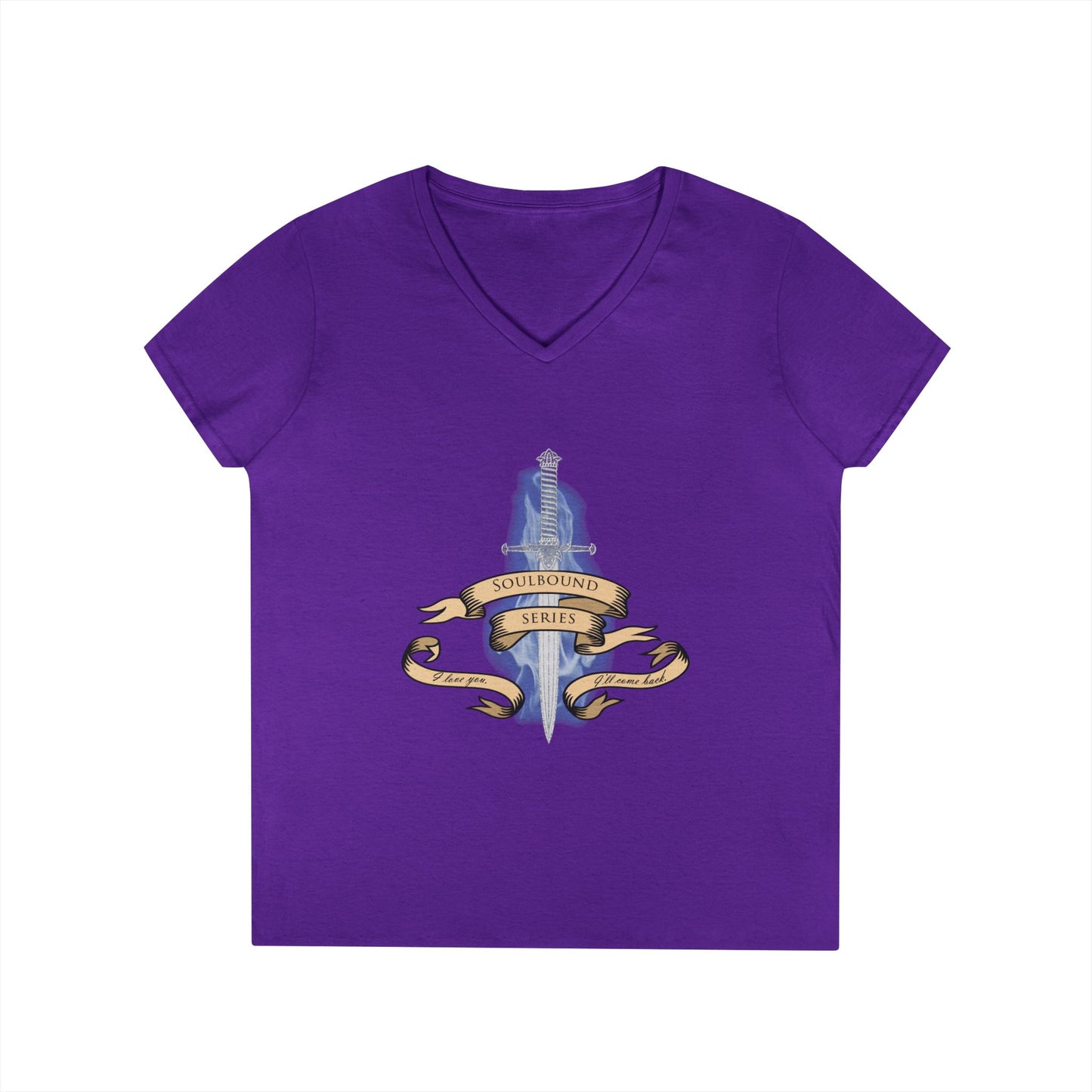 Soulbound: I'll Come Back Dagger Quote Ladies V-Neck Tee