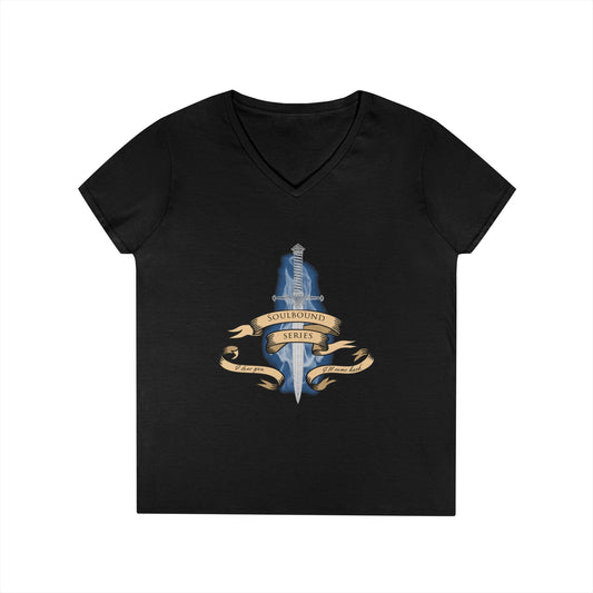 Soulbound: I'll Come Back Dagger Quote Ladies V-Neck Tee