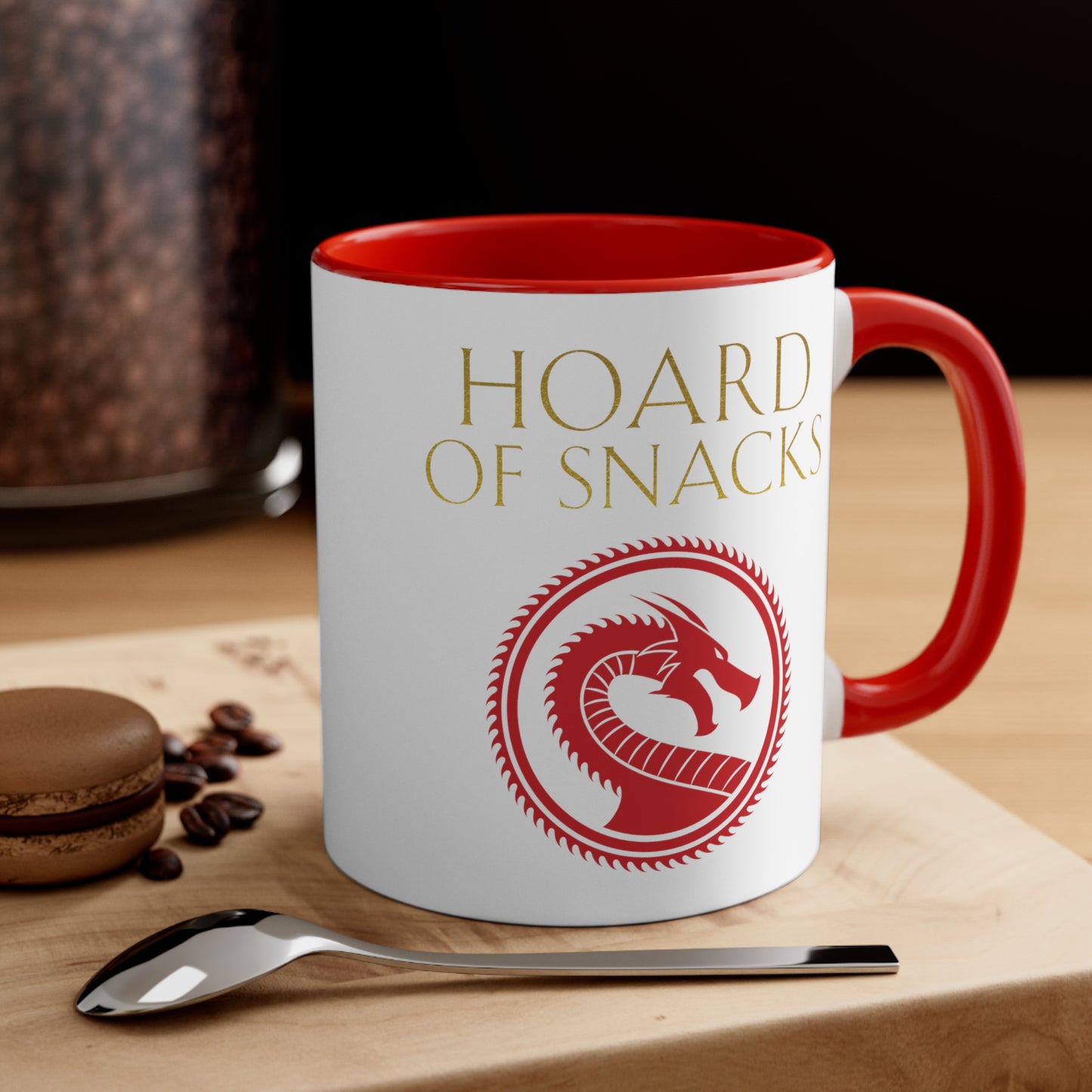 Soulbound: Hoard of Snacks Gold/Red Coffee Mug, 11oz