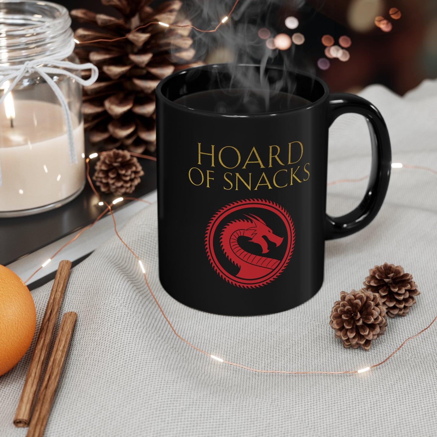 Soulbound: Hoard of Snacks Gold/Red 11oz Black Mug