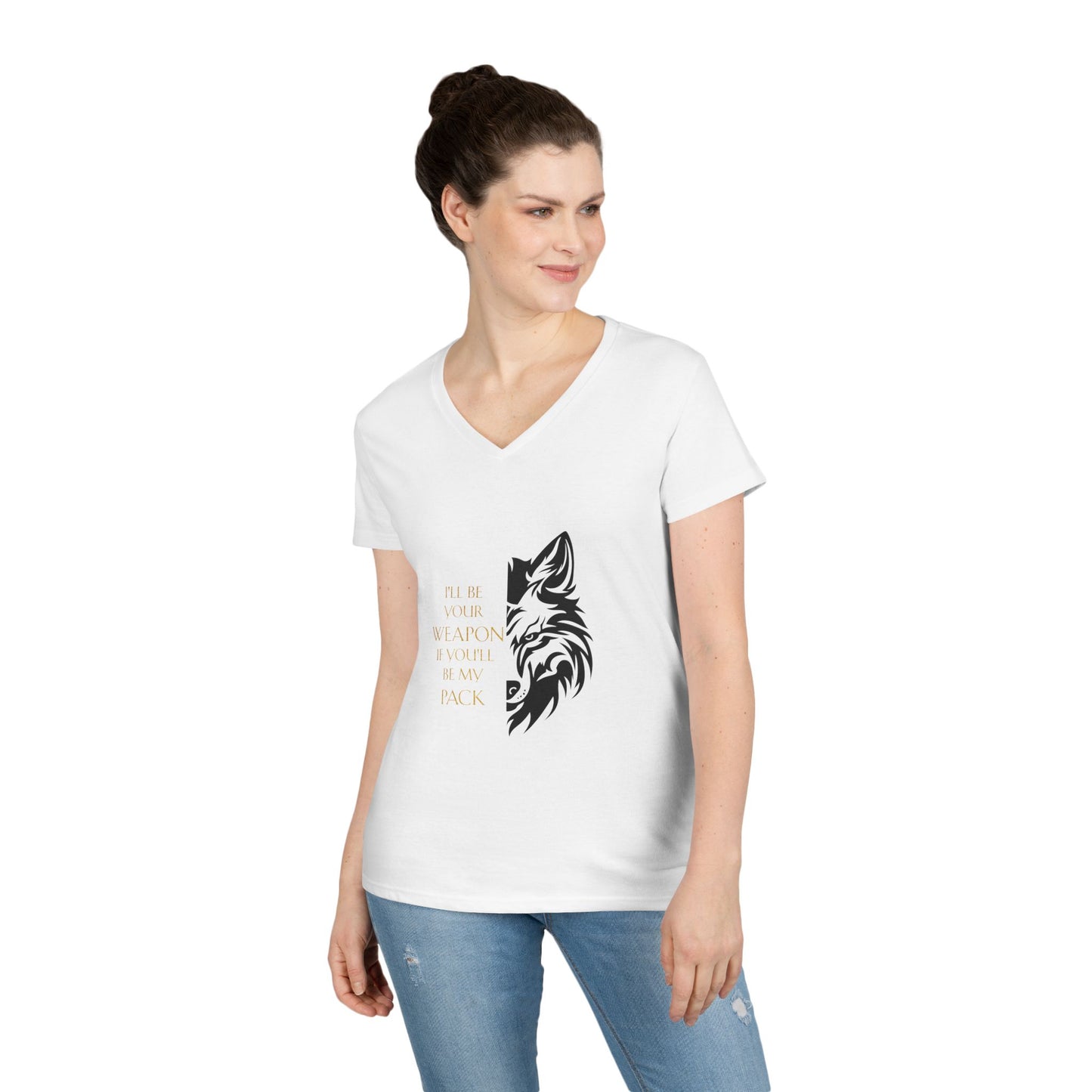 Soulbound: Black/Gold Pack Quote Ladies V-Neck Tee