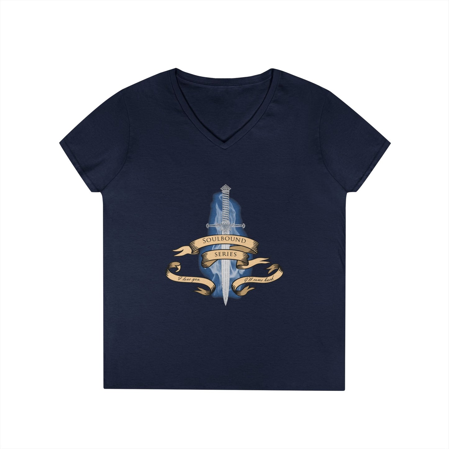 Soulbound: I'll Come Back Dagger Quote Ladies V-Neck Tee