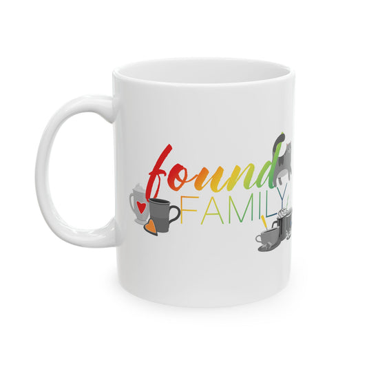 Found Family Trope Gray Cat Ceramic Mug 11oz
