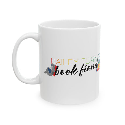 Hailey Turner Book Fiend Gray Cat 2 Ceramic Mug 11oz